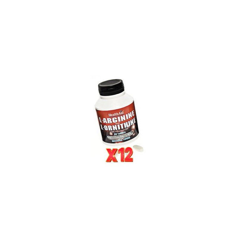 Pack 12 uds L-Arginina/L-Ornitina 600 Mg/300 Mg 60 Comprimidos De Health Aid