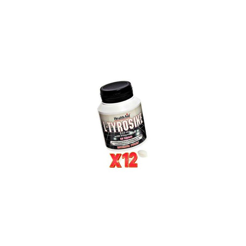 Pack 12 uds L-Tirosina 550 Mg 60 Comprimidos De Health Aid Pack 12 uds L-Tirosina 550 Mg 60 Comprimidos De Health Aid
