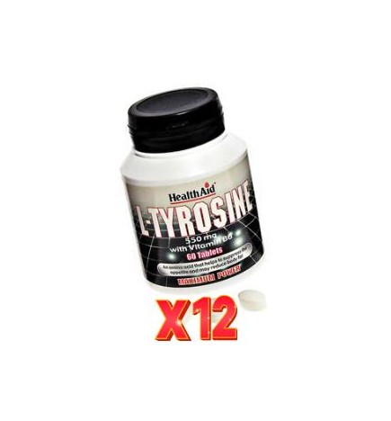 Pack 12 uds L-Tirosina 550 Mg 60 Comprimidos De Health Aid
