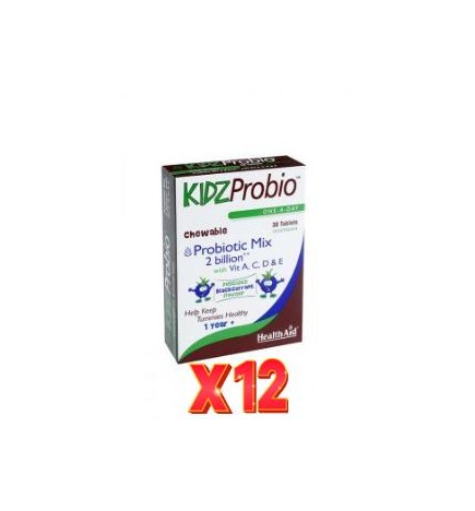 Pack 12 uds Kidzprobio Comprimidosrimidos Masticables 30 Comprimidos De Health Aid