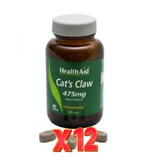 Pack 12 uds Uña De Gato (Uncaria Tomentosa) 475 Mg 60 Comprimidos De Health Aid