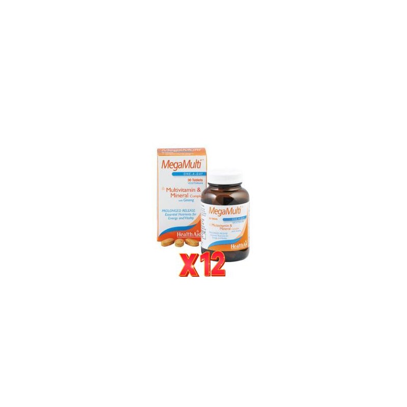 Pack 12 uds Megamulti Con Ginseng 30 Comprimidos De Health Aid Pack 12 uds Megamulti Con Ginseng 30 Comprimidos De Health Aid