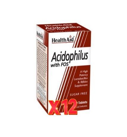 Pack 12 uds Acidophilus Con Fos 60 Comprimidos De Health Aid
