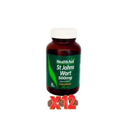 Pack 12 uds Hipérico (Hypericum Perforatum) 500 Mg 30 Comprimidos De Health Aid