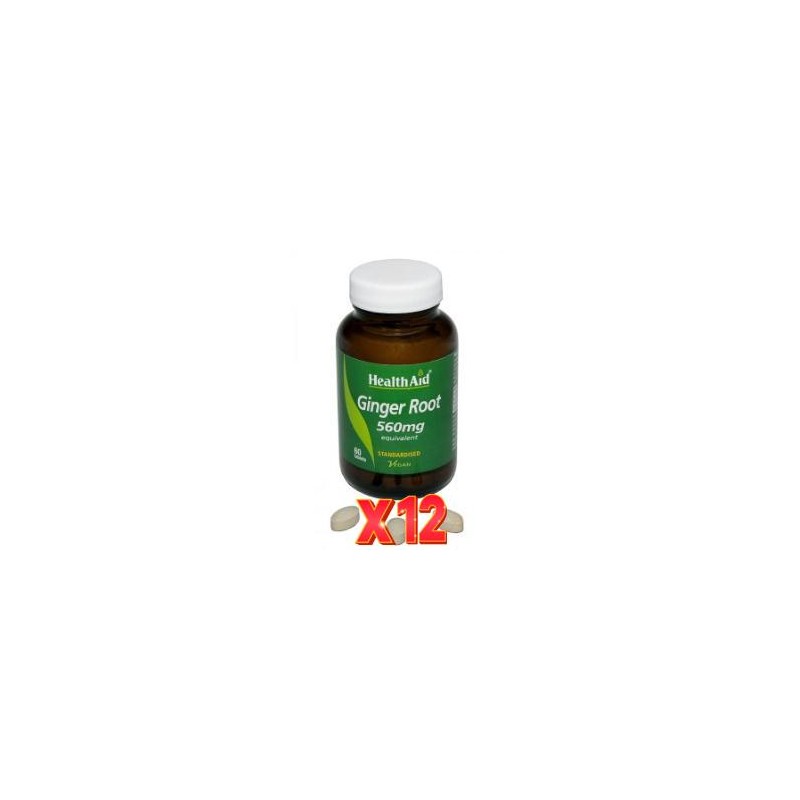 Pack 12 uds Jengibre (Zingiber Officinalis) 560 Mg 60 Comprimidos De Health Aid Pack 12 uds Jengibre (Zingiber Officinalis) 560 Mg 60 Comprimidos De Health Aid