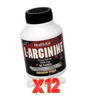 Pack 12 uds L-Arginina 500 Mg 60 Comprimidos De Health Aid