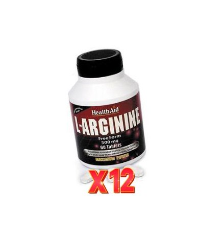 Pack 12 uds L-Arginina 500 Mg 60 Comprimidos De Health Aid