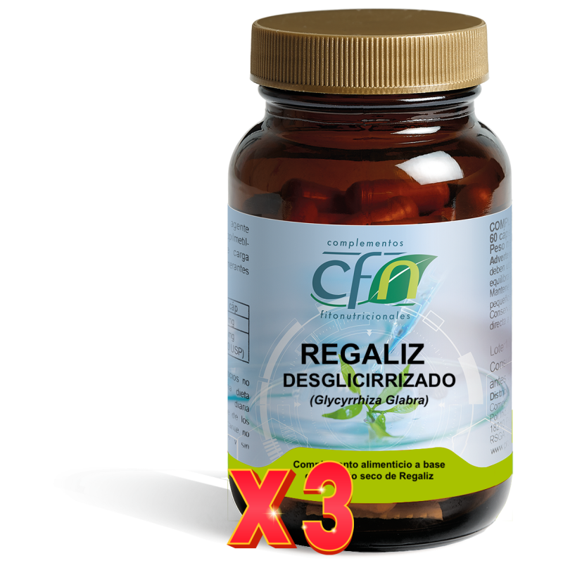 Pack de 3 unidades Regaliz Desglicirrizado 60 Vcap Cfn Pack de 3 unidades Regaliz Desglicirrizado 60 Vcap Cfn