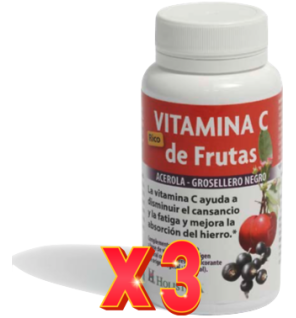 Pack de 3 unidades Vitamina C De Frutas 60 Compr. Holistica
