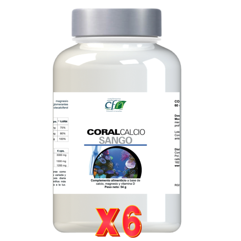 Pack de 6 unidades Coral Calcio Sango 60 Capsulas Cfn