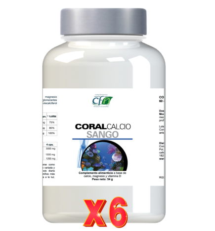 Pack de 6 unidades Coral Calcio Sango 60 Capsulas Cfn