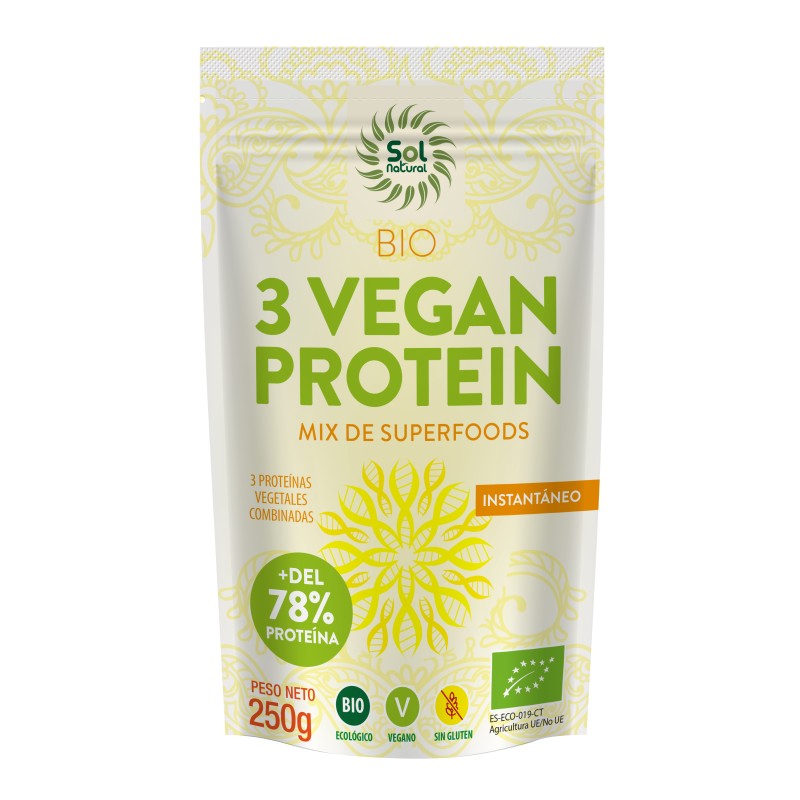 3 Vegan Protein Bio 250 G Sol Natural 3 Vegan Protein Bio 250 G Sol Natural