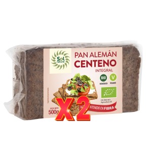 Pack de 2 unidades Pan Alemán Centeno Integral Bio 500 G Sol Natural