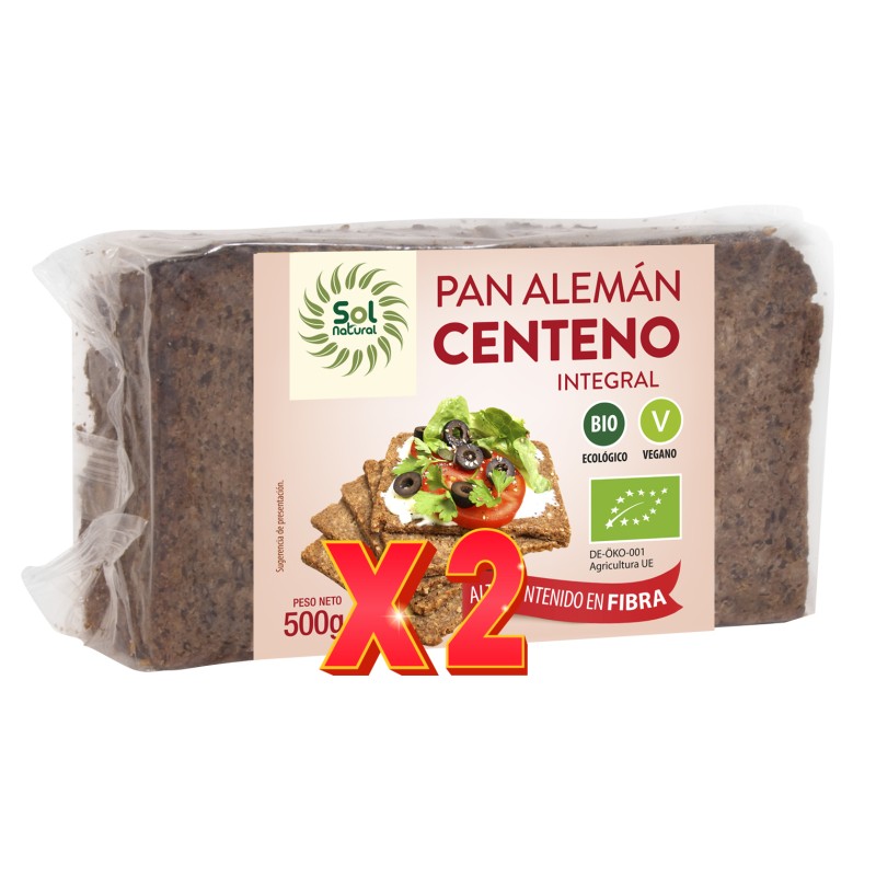 Pack de 2 unidades Pan Alemán Centeno Integral Bio 500 G Sol Natural Pack de 2 unidades Pan Alemán Centeno Integral Bio 500 G Sol Natural