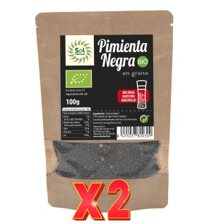 Pack de 2 unidades Pimienta Negra En Grano Bio 100 G Sol Natural