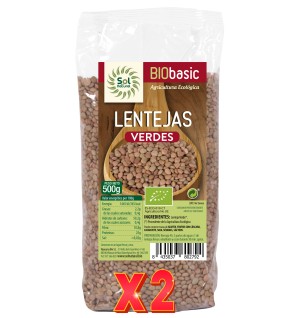 Pack de 2 unidades Lentejas Verdes Bio 500 G Sol Natural