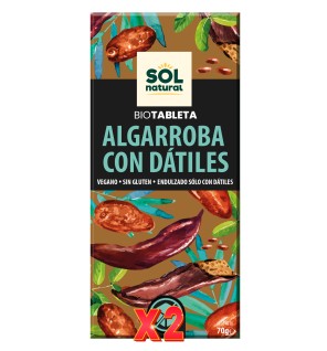 Pack de 2 unidades Tableta Algarroba Con Dátiles Bio 70 G Sol Natural