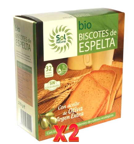 Pack de 2 unidades Biscotes De Espelta En Caja Bio 270 G Sol Natural