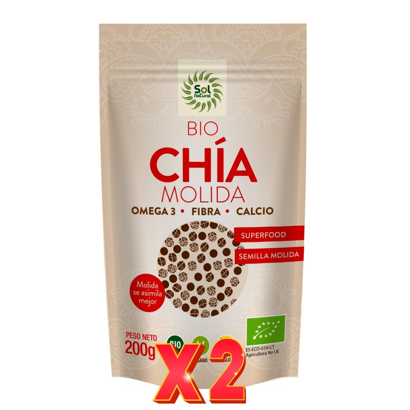 Pack de 2 unidades Semillas De Chía Molidas Bio 200 G Sol Natural