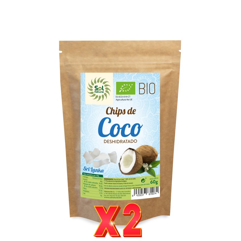 Pack de 2 unidades Chips De Coco Bio Sri Lanka 60 G Sol Natural Pack de 2 unidades Chips De Coco Bio Sri Lanka 60 G Sol Natural
