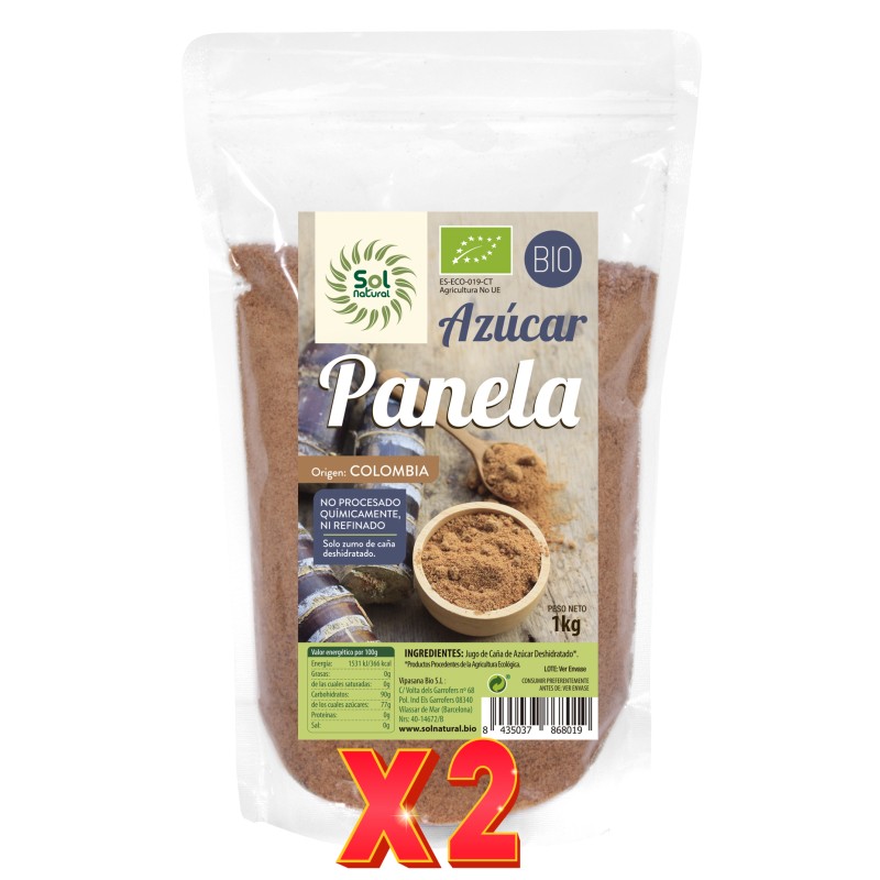 Pack de 2 unidades Azúcar Panela Bio Familiar 1 Kg Sol Natural