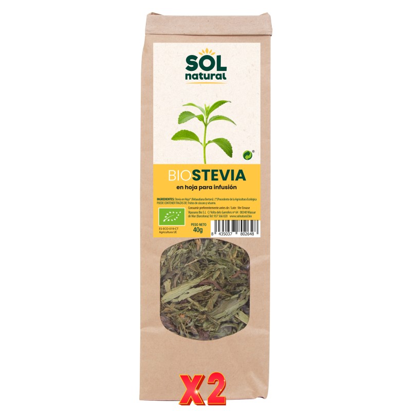 Pack de 2 unidades Stevia En Hoja Bio 40 G Sol Natural