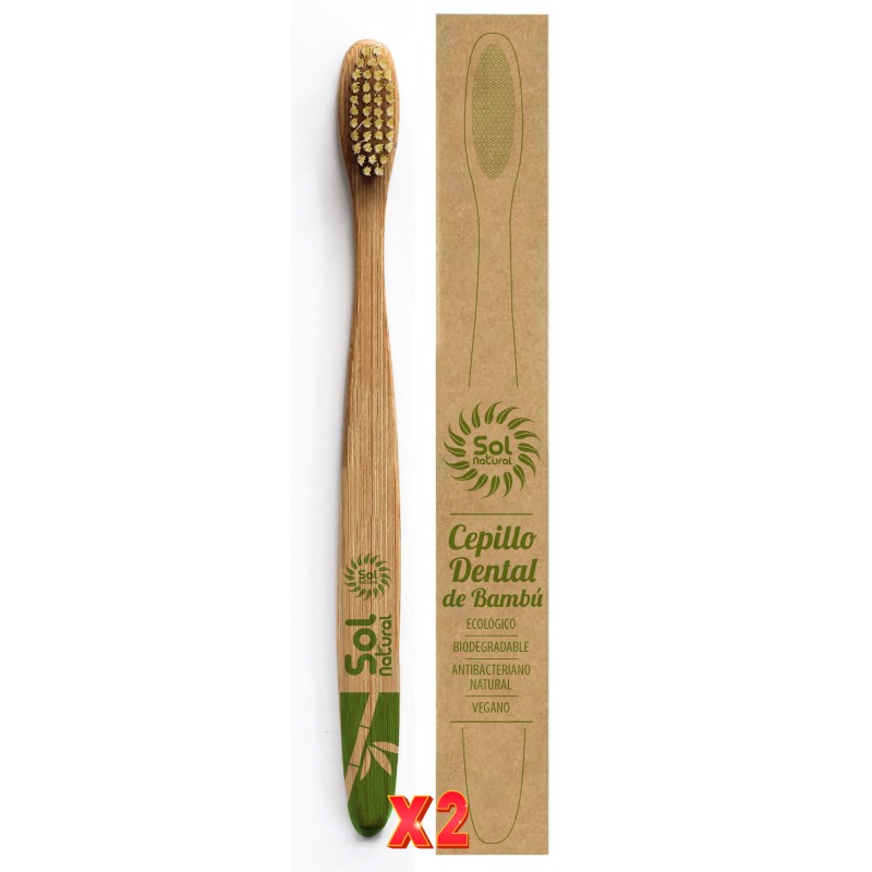 Pack de 2 unidades Cepillo De Bambú Adulto Cajita 1/U 1/U Sol Natural