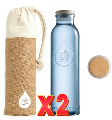 Pack de 2 unidades Mini Botella Om Water + Funda + Tapón De Corcho 500 Ml Om Water