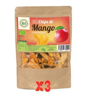 Pack 3 unidades Chips De Mango Bio 125 G Sol Natural