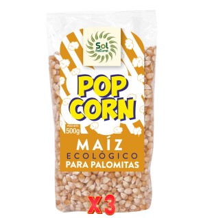Pack 3 unidades Maíz Para Palomitas Bio 500 G Sol Natural