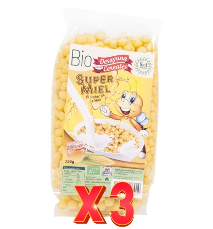 Pack 3 unidades Bolitas De Maíz Super Miel Bio 250 G Sol Natural