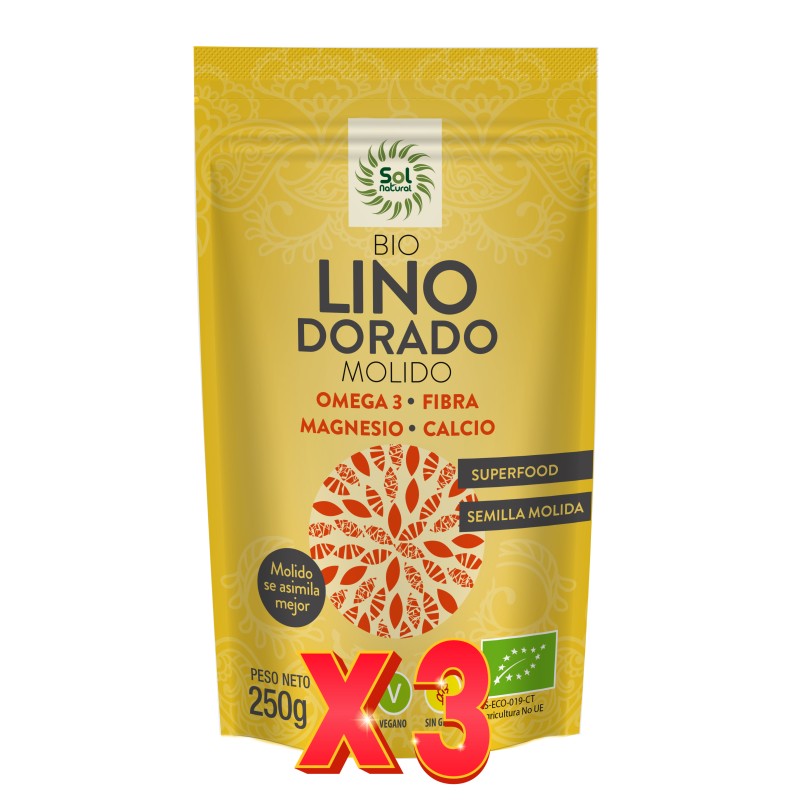 Pack 3 unidades Semillas De Lino Doradas Trituradas Bio 250 G Sol Natural Pack 3 unidades Semillas De Lino Doradas Trituradas Bio 250 G Sol Natural