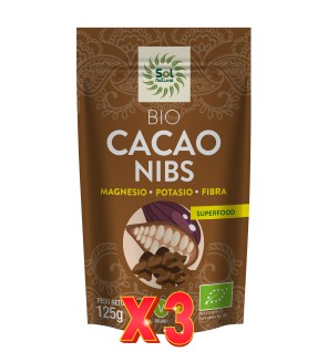 Pack 3 unidades Cacao Nibs Bio 125 G Sol Natural