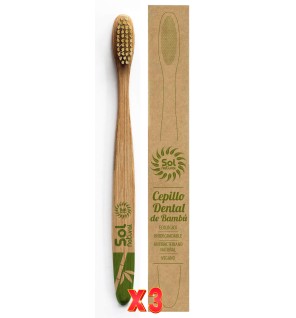 Pack 3 unidades Cepillo De Bambú Adulto Cajita 1/U 1/U Sol Natural