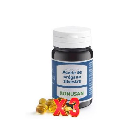 Pack de 3 unidades Aceite De Orégano Silvestre 60 Perlas Bonusan
