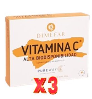 Pack de 3 unidades Vitamina C-500 Pureway 30 cápsulas de Dimefar