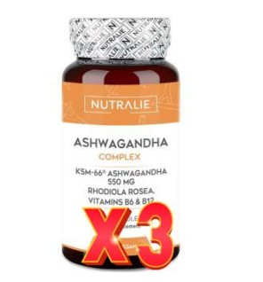 Pack de 3 unidades Ashwagandha Ksm-66+Rodiola Complex 60 Capsulas Nutralie
