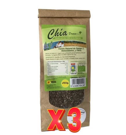 Pack de 3 unidades Semillas de chia bio 400 g Dream Foods
