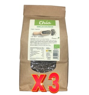 Pack de 3 unidades Semillas de chia bio 1 Kg Dream Foods