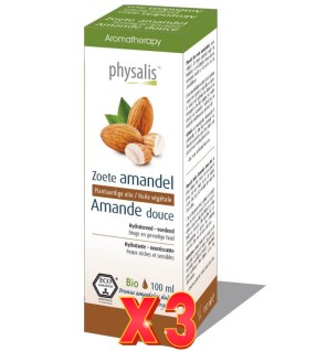 Pack de 3 unidades Aceite vegetal de almendras dulces bio 100ml Physalis