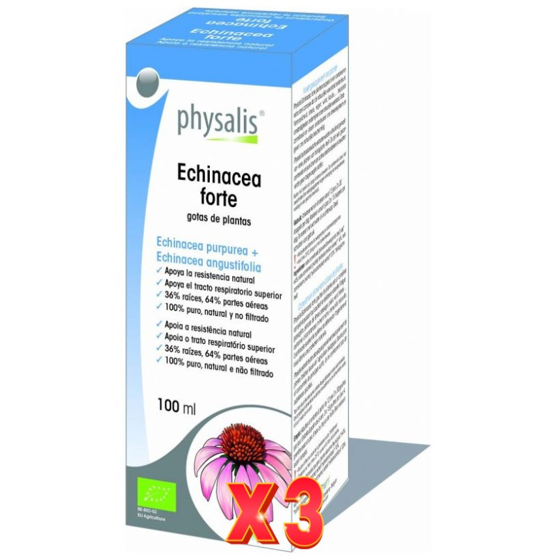 Pack de 3 unidades Echinacea forte extracto hidroalcoholico bio 100ml Physalis Pack de 3 unidades Echinacea forte extracto hidroalcoholico bio 100ml Physalis