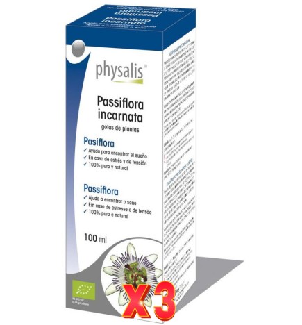 Pack de 3 unidades Pasiflora incarnata extracto hidroalcoholico bio 100ml Physalis