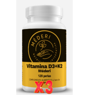 Pack de 3 unidades Vitamina D3 + K2 120Perlas Mederi Nutricion Integrativa
