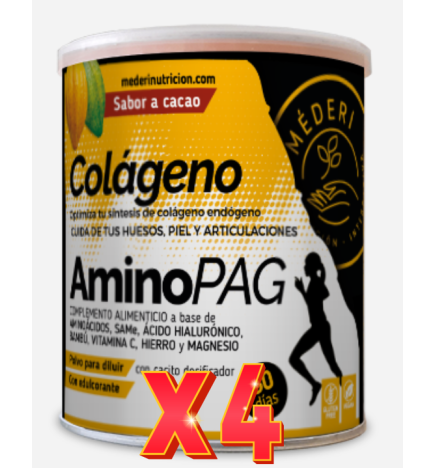 Pack de 4 unidades Amino Pag Colageno Cacao 360 Gr Sg Vegan Mederi Nutricion Integrativa