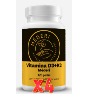 Pack de 4 unidades Vitamina D3 + K2 120Perlas Mederi Nutricion Integrativa