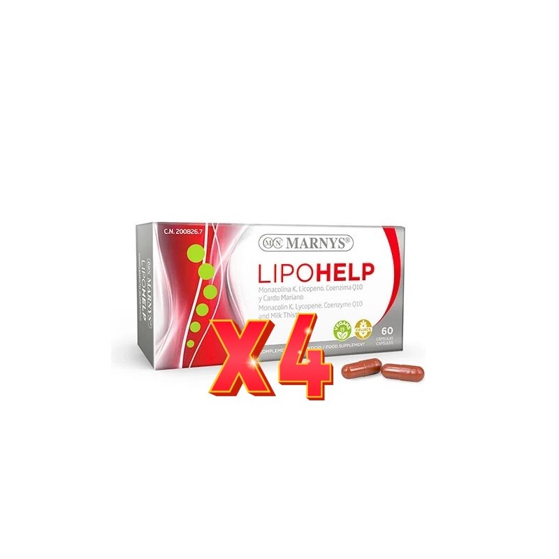 Pack de 4 unidades Lipohelp 60 Cápsulas Vegetales Marnys Pack de 4 unidades Lipohelp 60 Cápsulas Vegetales Marnys