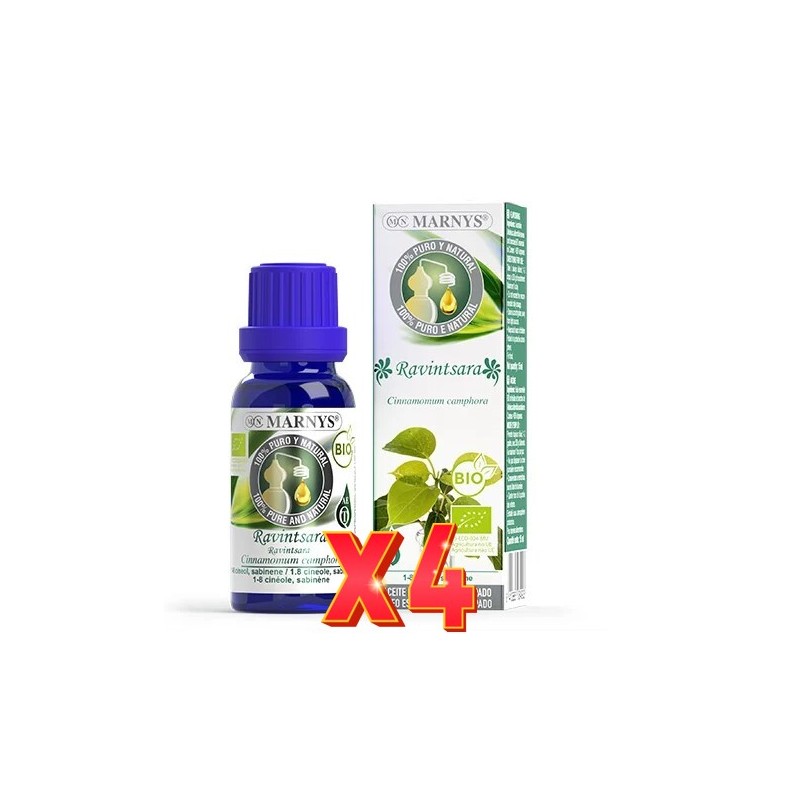 Pack de 4 unidades Aceite Esencial Alimentario De Ravintsara Bio Estuche Con Botella 10 Ml Marnys Pack de 4 unidades Aceite Esencial Alimentario De Ravintsara Bio Estuche Con Botella 10 Ml Marnys