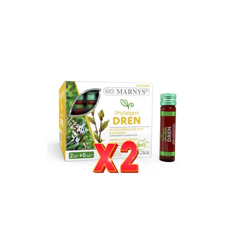 Pack de 2 unidades Phytalgem Dren 20 Viales Bio X 10 Ml Marnys Pack de 2 unidades Phytalgem Dren 20 Viales Bio X 10 Ml Marnys