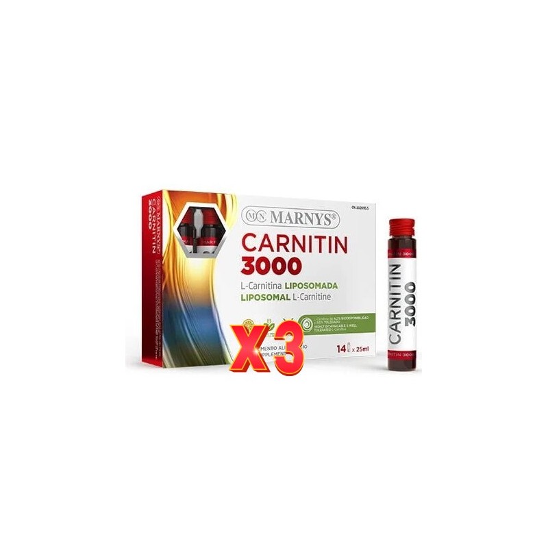 Pack de 3 unidades Lcarnitin 3000  14 X 25 Ml Marnys