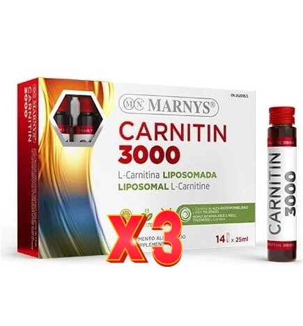Pack de 3 unidades Lcarnitin 3000  14 X 25 Ml Marnys